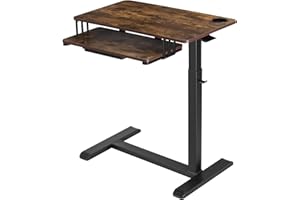 ‎ETHU ETHU Betttisch mit Rollen Höhenverstellbarer Schreibtisch, Stehpult mit Tastaturablage und Verdeckten Rollen, 77x40cm Mobiler Computertisch für Homeoffice, Beistelltisch mit Haken, Laptoptisch