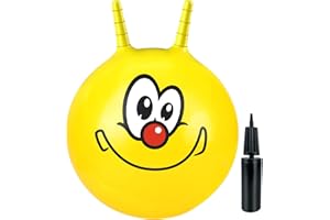 Ynanimery Space Hoppers for Kids, 18 Inch Jumping Ball with Handle, Hopper Ball with Pump for Boys Girls Age 3-8 Indoor and Outdoor Garden Game, Yellow