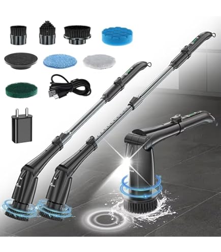Supvox® Electric Cleaning Brush with Adjustabel Handle & Angle, 3