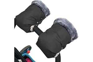 KOMUNJ Stroller Fleece Hand Muff, Universal Waterproof and Windproof Stroller Handmuff for Pram, Buggy, Bike and Trailer (18 * 26cm/7.08 * 10.23inch Black）