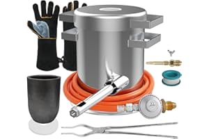lormuzi 6kg Propane Melting Furnace Deluxe Kit 1400°C/2552°F Quickly Melt Aluminium in 15 Minutes Made of Stainless Steel for Scrap Metal Recycle Melting Copper Aluminum Includes Crucible and Tongs