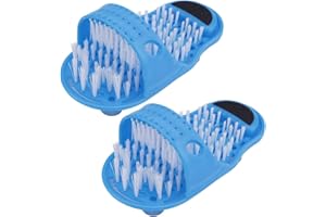 Bagno Foot Cleaner,Tianher 2 Pezzi Spazzola Lavapiedi da Doccia Piede Suola Massaggio Strumento Detergente con Ventosa Pantofola Massaggiatore (tacco nero)