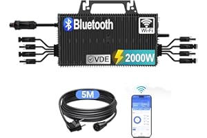 SUKFLOW Mikro Wechselrichter 2000w, Solar PV Wechselrichter mit WLAN, IP67 wasserdicht, mit 5m AC Kabel für Balkonkraftwerk, integrierter MPPT， App Steuerung Plug Play