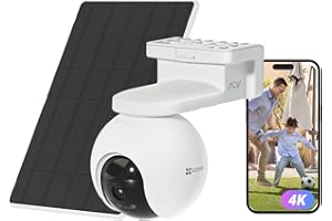 EZVIZ 4K(8MP) Caméra Surveillance WiFi Extérieure sans Fil + 5W Panneau Solaire, Détection de Personnes/Véhicules, Caméra Solaire Extérieure 360°, Mode AOV, Défense Active, CB8 Pro 4K Kit