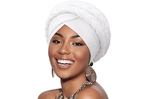 DRESHOW Turbante Africano para Mujeres Doble Preatado Trenzado Envoltura de Cabeza Sombreros Moda Gorra de Dormi Gorro cáncer de quimio