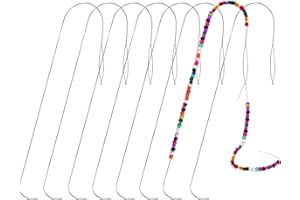 MAXQUU Ago per perline, 8 pezzi, ago per perline curvo con foro da 13 cm, ago per perline in acciaio inox, per spinner, punti principali fatti a mano