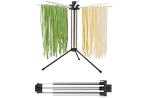KITCHENDAO Essiccatore per pasta fino a 2,3 kg | asciugabasta pieghevole in acciaio inox | facile da riporre | montaggio rapido | rimovibile per facile da pulire | braccia girevoli