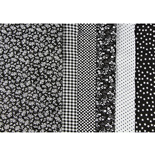 UOOOM 6 Stueck 50 x 50cm Stoffpakete Patchwork Stoffe Baumwolle tuch DIY Handgefertigte Nähen Quilten Stoff Baumwollgewebe Verschiedene Designs (schwarz) - 4