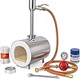 Simond Store Blacksmithing Forge Single Burner, 2600F Rated, Propane Gas Forge for Knife Making Blacksmithing Farrier Tools - Round Shape Stainless Steel Forge