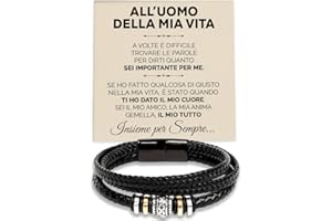SOFIA FERRER Regali San Valentino Per Lui, Bracciale Uomo Acciaio, Regalo Uomo San Valentino, Braccialetto, Regalo Anniversario Per Lui, Regali Fidanzato Originali, Natale