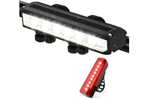 H8W8H Light Bar for Bike, 10000 Lumen Rechargeable Bike Lights Front and Back with 6 LED Super Bright Bike Light IPX5 Waterproof For Mountain Road Cycling