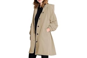 MGizo DtiSpectrum Trenchcoat für Damen – Einreihige Windjacke mit Kapuze, Wasserdichter Outdoor-Übermantel, Softshell-Regenmantel zum Wandern und Pendeln