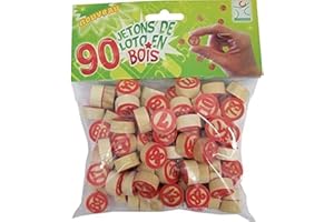 LOTOQUINE Jetons de Loto en Bois, Lot de 90 BJB90P Multicolore