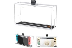 Desing Wish Switch Wandhalterung Staubschutz Transparente Acryl-Dock-Hülle Wandhalterung Vitrine, Compatibel mit Nintendo Switch OLED-Wandhalterung Staubschutz Kompatibel mit Switch (Transparent-B)