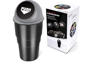 YIOVVOM Car Bin with Lid, Universal Mobile Phone Waste Bin for Cup Holder in Console, Mini Trash Can for Car, Office, Home (Grey, 1)