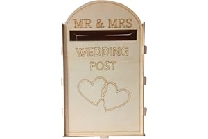 Fiacvrs Wooden Wedding Post Box DIY Mailbox for Reception Wedding Anniversary Party Decoration(Wood color)