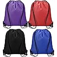 ZPLASK 4 Pcs Drawstring Bags for Gym, Swimming, School, Travel, Storage, Organization - PE Bags for Women, Men, Boys, Girls, Outdoor Shopping