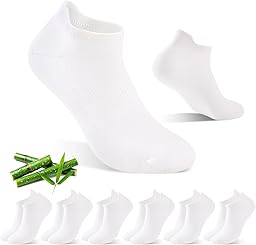 SukModen Calcetines Tobilleros de Bambú, Calcetines Cortos Mujer, Calcetines Transpirables para Deporte, Running y Ciclismo, Anti-Ampollas, Extrasuaves, 6 Pares