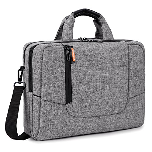 BRINCH 17,3 Zoll neue weiche Nylon stoßfest Laptop Computer Umhängetasche Messenger Bag Aktentasche mit Taschen & Griffe und abnehmbaren gepolstertem Schulterriemen für 17 - 17,3 Zoll Laptop / MacBook / Notebook / Chromebook / Tablet Computer, Hellgrau