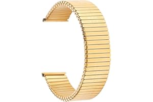 THBGTCNQ 12mm 14mm 16mm 18mm 20mm Stainless Steel Elastic Stretch Strap Metal Expansion Silver Gold Watch Band Wristband Bracelet with Tool