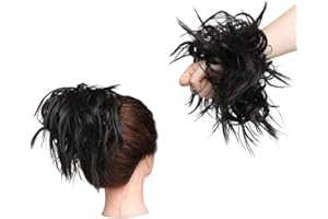 S-NOILITE XXL Postiche Cheveux En Caoutchouc Chouchou Chignons VOLUMINEUX Bouclés Ou Chignon Décoiffé Extension a clip Cheveux Naturel Marron foncé