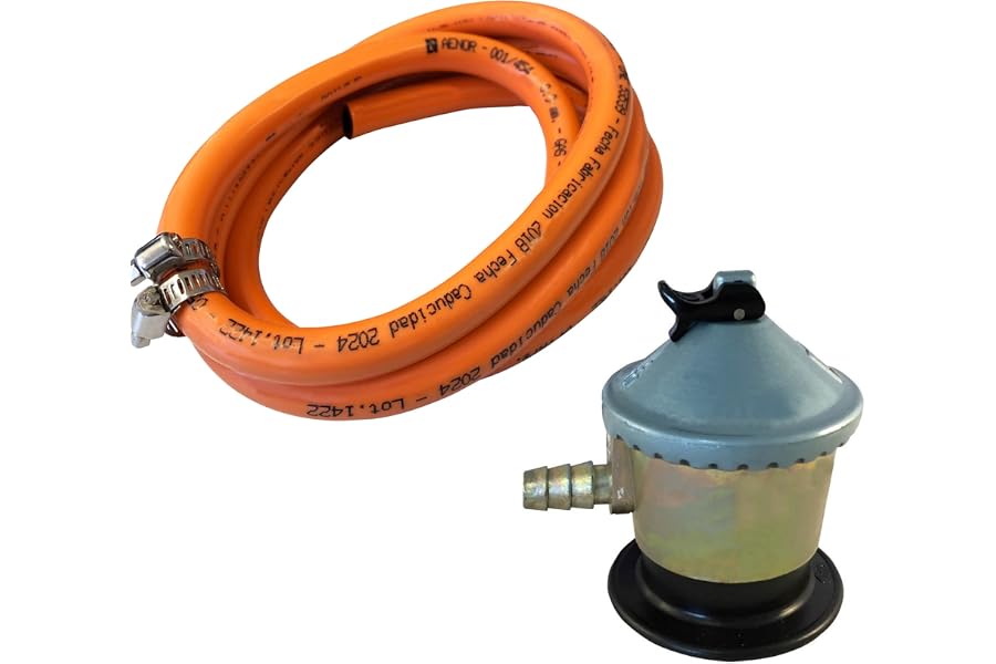 Homelux 300066 Kit Regulador Gas Domestico y Manguera con Abrazadera, 1.5 m