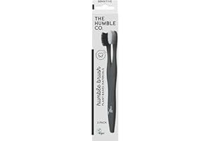 THE HUMBLE CO. - Adult Black Toothbrush - Sensitive Bristles - Developed by Dentists - Plant-Based Materials - 100% Recyclable for Eco-Friendly Oral Care - 1 Pack with 2 Toothbrushes