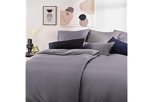 ‎BLUMTAL Blumtal Mako Satin Bettwäsche 135 x 200 & 40x80 cm Kissenbezug Anthrazit - Oeko Tex Zertifizierte Satin Bettwäsche aus 100% Baumwolle - edler Bettbezug Glanzoptik 135x200 Satin mit Reißverschluss
