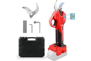 ROADTIME Akku Astschere, kompatibel mit Milwaukee M 18V-Akku (ohne Akku), Bürstenlose Baumschere mit 2 Gängen, Digitalanzeige, 30 mm Schnittdurchmesser, Ersatzklingen und Kunststoffbox