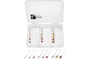 Zite Fishing Micro Lot de 27 perles en tungstène pour pêche à la truite, hameçons à truite, têtes en tungstène montées, 0,3 à 1,2 g, 27 pièces dans une boîte