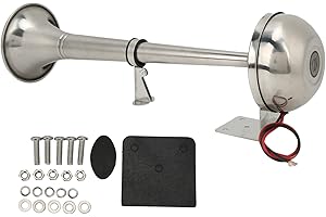 Oreilet Elektrisches Marinehorn, 12V 328DB Edelstahl-Einzeltrompetenhorn, Leistungsstarkes Zuglufthorn, Universelles Signalhorn für Boote, Yachten, Wohnmobile, VXH1112MAR‑C, Oreiletkbqge7gr1614424