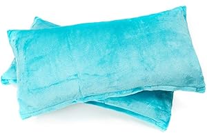 MALIKA Set 2er Kissenbezug Cashmer Touch Fleece Kissenhlle Sofakissen Kopfkissenbezug Kissenbezug Couchkissen, Gre:2X 40x80 cm, Designe:Petrol