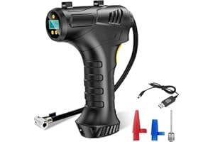 ProChosen Gonfleur Pneus Sans Fil 12V 150PSI, Compresseur Voiture Portatif avec Lumière LED et Batterie 6000mAh