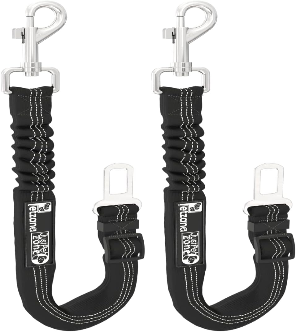 2 Pack Dog Seat Belt for Cars UK, Dog Car Harness, Heavy Duty, Double Layer, Elastic, Adjustable Safety Pet Seat Belt (Black).