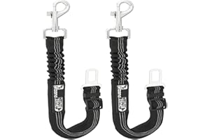 JUST PET ZONE 2 Pack Dog Seat Belt for Cars UK, Dog Car Harness, Heavy Duty, Double Layer, Elastic, Adjustable Safety Pet Seat Belt (Black).