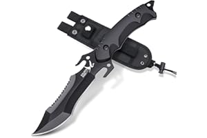 Golden Bird Cuchillo Outdoor, Cuchillo de Supervivencia Hoja Fija Acero D2 Cuchillo de Caza con Funda Cuchillo de Supervivencia con Mango G10 Cuchillo Bushcraft