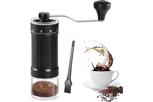 CALENXY Kaffeemühle Manuell mit Keramikmahlwerk, Verstellbarer Manueller Kaffeemühle mit Hochpräzisem, Zeitgemäßem Kegelmahlwerk aus Keramik mit Reinigungsbürste für Jede Art von Kaffee