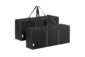 JEMIDI Porta Cuscini da Esterno - Set di 2 - Borsa per Cuscini da Giardino - 125 x 30 x 50cm - Custodia Portaoggetti Accessori Mobili da Giardino - Contenitori con Manico e Cerniera - Nero