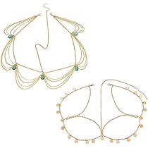 Carufin Catena a cuore a strati Catena per il corpo in cristallo Catene per il ventre Cintura Summer Beach Bigiotteria regolabile per donne e ragazze