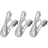 Trango 3er Pack E27 Lampenfassung mit Schalter 3TG1011-500W - E27 Fassung Weiß mit 5m Netzkabel Schraubring Schalter - Lampen