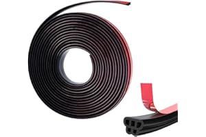 KUWUNG Auto Türdichtung,12M Schalldichter Dichtungsstreifen für Autos,Universal Autotür Gummidichtung Selbstklebend,Wasserdicht Auto Türschutz 5 Löcher Förmig für Meisten Autos (10mm x 10mm)