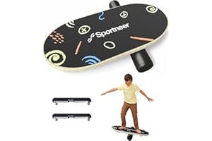 Sportneer Balance Board - Wobble Board with Adjustable Stoppers and Wheels - Balance Trainer to Improve Balance, Surf Trainer and Physiotherapy - Small Size Especially for Children