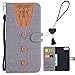 Produktbild iPhone 5S Tasche, iPhone 5 Flip Case, Edaroo Cute Design Grau PU Leder Kunstleder Flip Case mit ID Kreditkarten Magnetverschluss Stand Fuction Schutzhülle Handytasche für iPhone 5/5S & iPhone SE