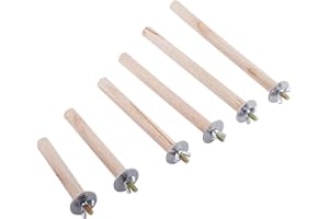 AHANDMAKER 6 Pcs Parakeet Perch Bird Stand, Natural Wood Platform Cage Accessories Stand Parakeet,Various Size Logs Wood Paw Grinding for Budgies Cockatiels Lovebirds Parrotlets