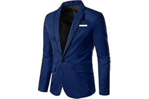 NUSGEAR 2021 Blazer Hombre Chaquetas de Traje Slim fit Blazer de un Pecho Color sólido Negocio Abrigo Talla Grande Chaqueta Blazer Esmoquin Traje Casual Abrigos Manga Larga Adecuado Boda Fiesta