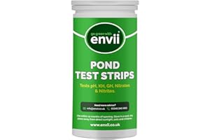 envii Pond & Aquarium Test Strips, 5 in 1 Pond & Fish Tank Water Test Kit - Testing for pH, KH, GH, Nitrates and Nitrites for use in Garden Ponds, Fish Tanks, Aquariums - 25 Strips