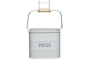 KitchenCraft Living Nostalgia, Hanging Metal Peg Tin. French Grey, 14.5 x 14.5 x 12 cm