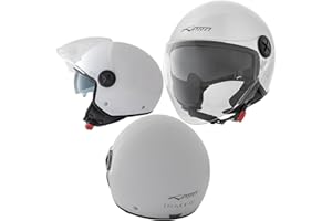 A-PRO Casque Moto Scooter Jet Double Visiere Pare-Soleil ECE 22 Blanc XS