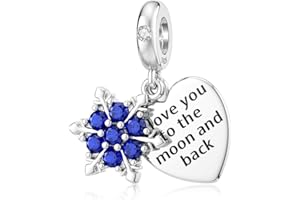 DALARAN Sterling Silver Christmas Charms Snowflake Bead Pendant for Pandora Charms Bracelet