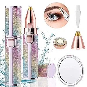 TLISMI Portable Eyebrow Trimmer Hair Removal 2 In 1 for Women with Comb No Pulling Sensation Painless for Face Chin Neck, Upper-Lip (Rechargeable Multicolor)